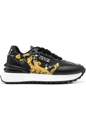 VERSACE Logo-patch almond-toe sneakers