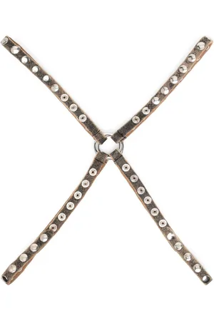 Vaquera stud-embellished Foiled Leather Belt - Farfetch