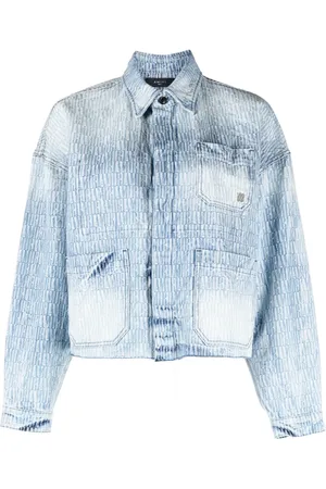 AMIRI Logo-jacquard washed denim jacket