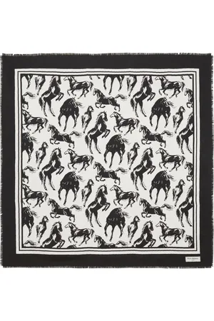 Balmain Horse-print silk scarf