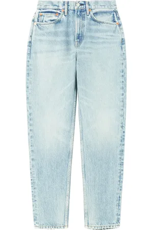 RE/DONE Logo-patch tapered jeans