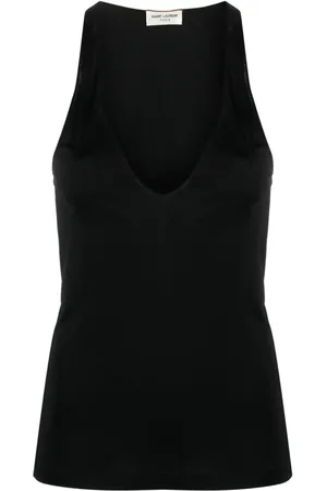 Saint Laurent Plunging satin tank top
