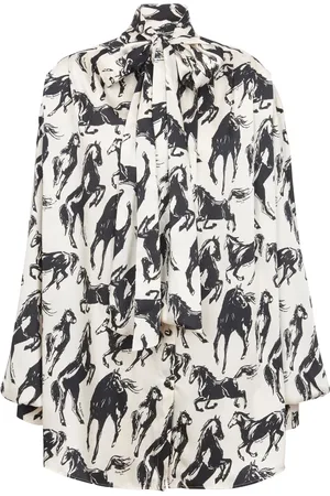 Balmain Graphic-print tie-neck shirt