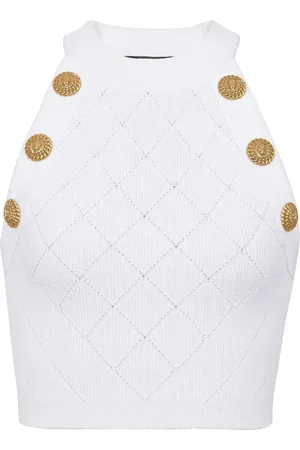 Balmain 6-Button knitted crop top