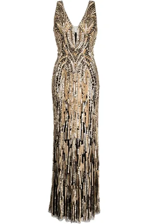 Jenny Packham Raquel crystal-embellished long dress