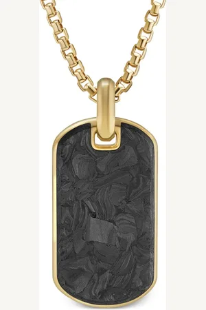 David Yurman 18kt yellow gold forged carbon tag (42mm)