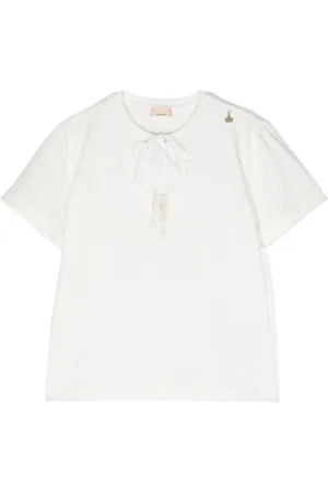 Elisabetta Franchi Floral-appliqué crystal-embellished T-shirt