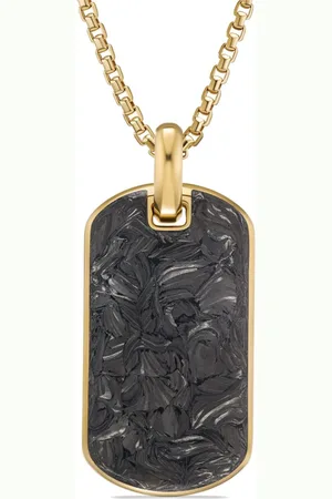 David Yurman 18kt yellow Forged Carbon tag (56mm)