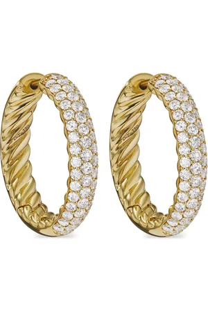 David Yurman 18kt yellow DY Mercer diamond hoop earrings (25.4mm)