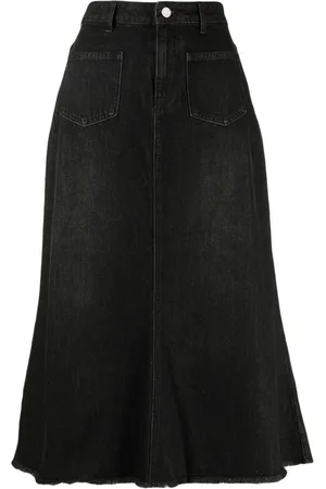 B+AB A-line denim midi skirt
