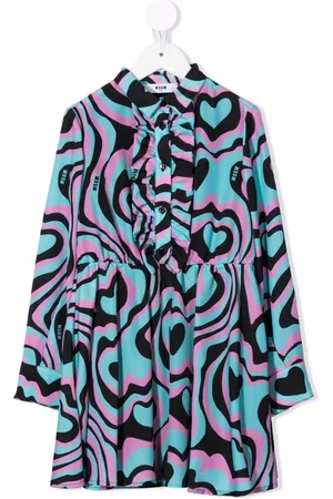 Msgm Graphic-print ruffled shirtdress