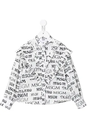 Msgm Ruffled logo-print shirt