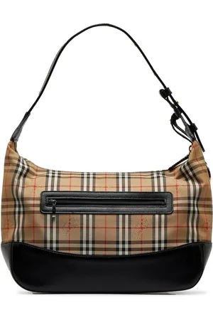 Burberry Beige/Maroon Nova Check Coated Canvas and Patent Leather Dryden Crossbody  Bag Burberry