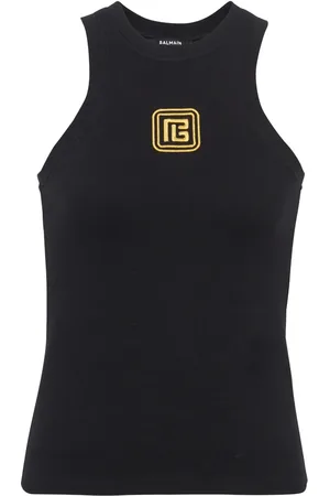 Balmain PB logo-embroidered tank top