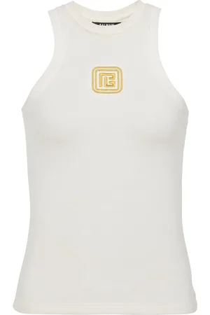 Balmain Logo-embroidered tank top