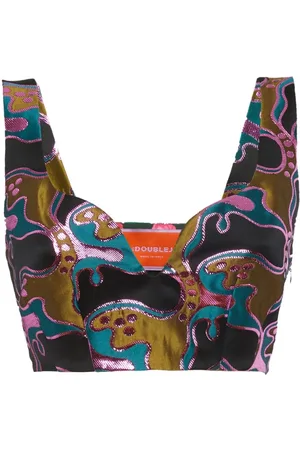 La DoubleJ Baia patterned-jacquard cropped top