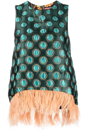La DoubleJ La Scala feather-trim top
