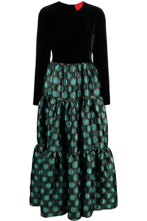 La DoubleJ Big jacquard-panel midi dress