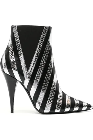 Saint Laurent Kiki 100mm snakeskin-effect striped boots