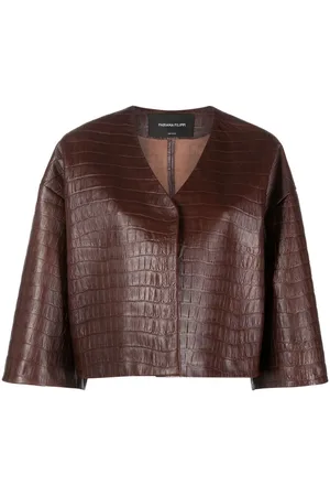 Fabiana Filippi V-neck crocodile-embossed jacket