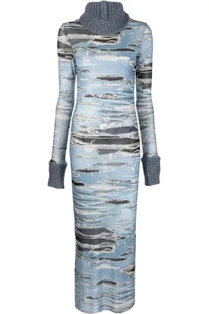 John Richmond Panelled graphic-print maxi dress