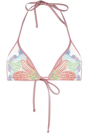 La DoubleJ Graphic-print halterneck bikini top