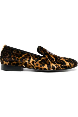 Roberto Cavalli Logo-embroidered leather loafers
