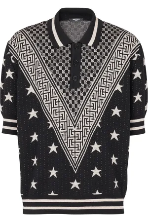 Balmain Monogram Stars jacquard polo shirt