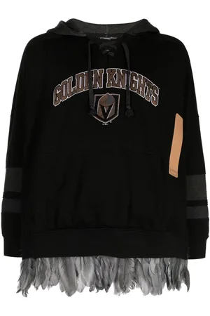 4SDESIGNS Logo-tag feather-trim hoodie