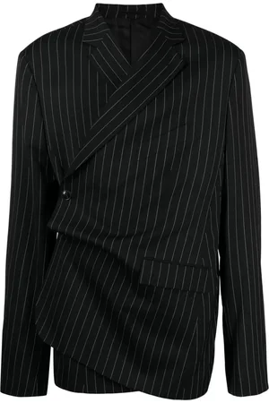 MARTINE ROSE Pinstriped wool-blend wrap blazer