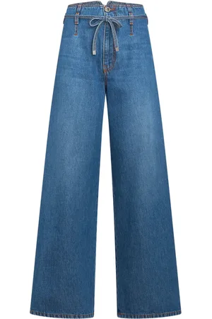 Etro Floral-embroidered belted jeans