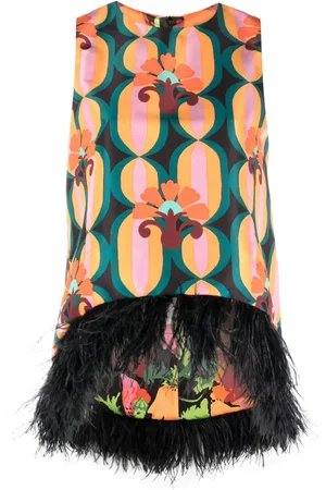 La DoubleJ La Scala feather-trim blouse