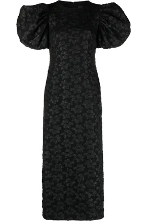 ROTATE 3D floral-jacquard midi dress