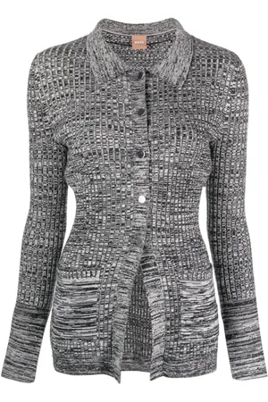 HUGO BOSS Mélange-effect button-up cardigan