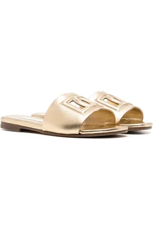 Dolce & Gabbana Logo-appliqu?? metallic slippers