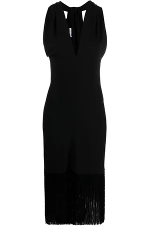Salvatore Ferragamo V-neck fringed midi dress
