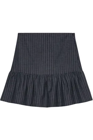 Ganni Striped ruffled miniskirt