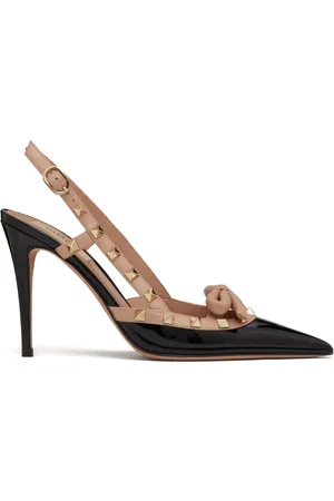 VALENTINO GARAVANI Rockstud Bow 100mm patent slingback pumps