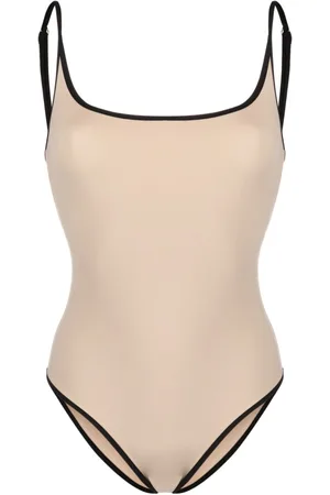 Totême Striped-edge spaghetti-strap swimsuit