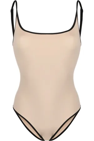 Totême Striped-edge spaghetti-strap swimsuit