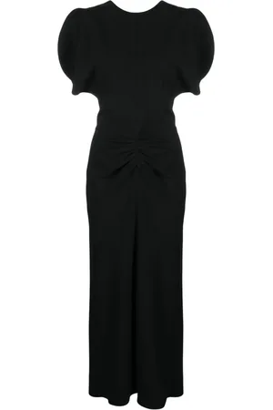 Victoria Beckham Ruched-waist crepe midi dress