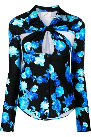 COPERNI Twisted cut-out floral-motif shirt