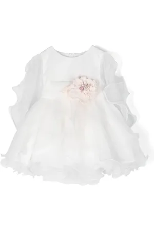 Mimilù Floral-appliqué ruffled tiered dress