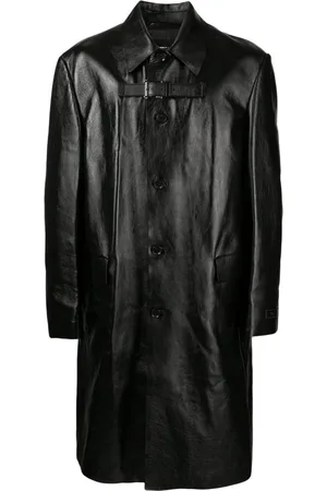 VERSACE Button-up leather coat