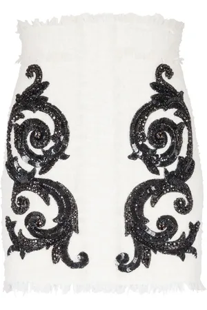 Balmain Embroidered tweed miniskirt
