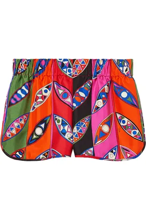 Puccini Abstract print elasticated waistband silk shorts