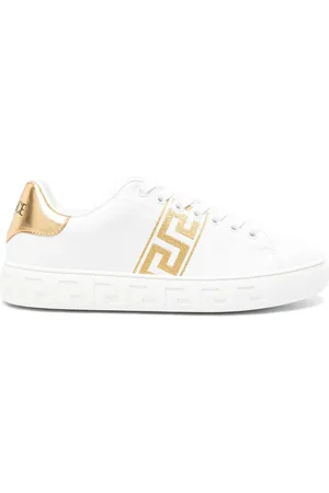 VERSACE Greca-embroidered leather sneakers