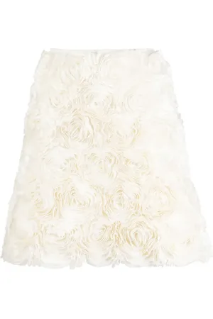 MERYLL ROGGE Floral-appliqué silk skirt