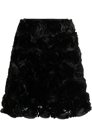 MERYLL ROGGE Floral-appliqué silk skirt