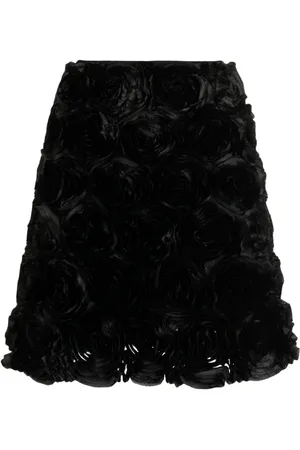MERYLL ROGGE Floral-appliqué silk skirt